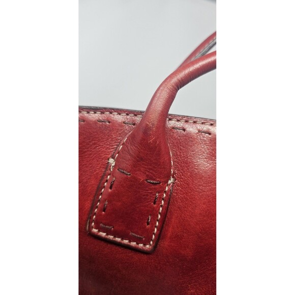 Vintage Fossil Red Leather Sedona Satchel Purse Handbag Double Handles Stitching - Picture 13 of 16